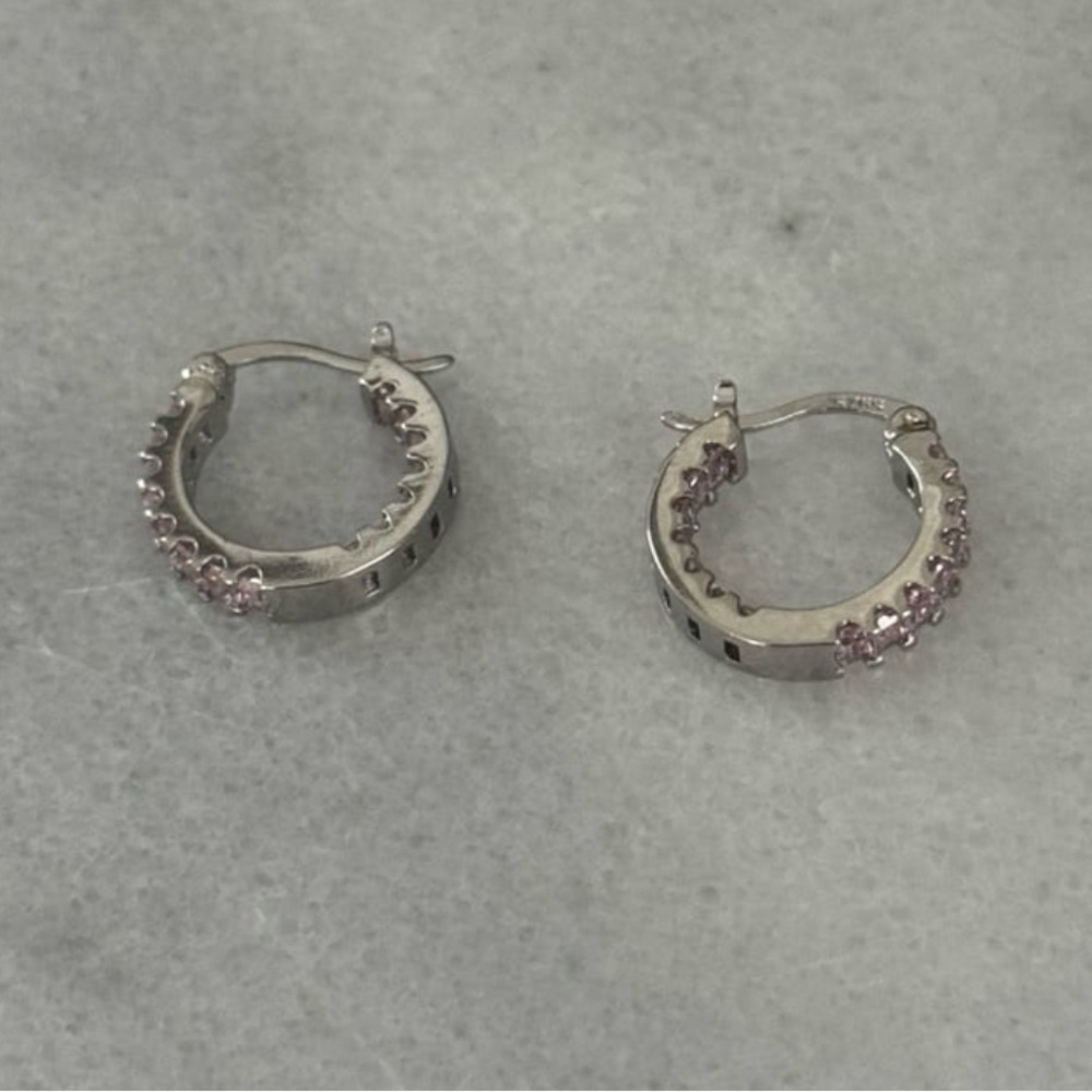 NEW STOCK Sterling Silver Pink Thick Crystal Hoop Earrings 

Brand New - Picture 5 of 5
